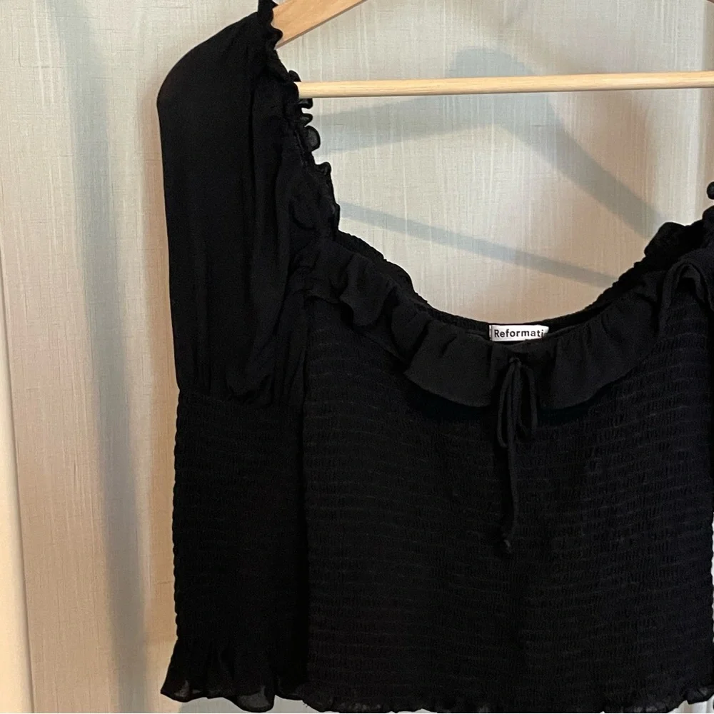 Reformation Black Ruffled Top - Picture 3 of 6